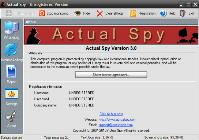 Сделайте слежение за компьютером максимально эффективным, применяя современную программу Actual Spy 